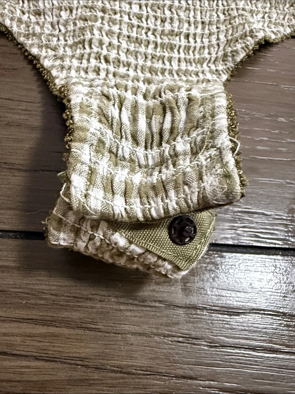 Intimately Free People Cassie Bodysuit Army Green Gingham Checked 100% Cotton XS
